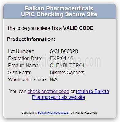 Оригинальный Clenbuterol (Balkan Pharmaceuticals) Проверка Clenbuterol (Balkan Pharmaceuticals) с помощью кода