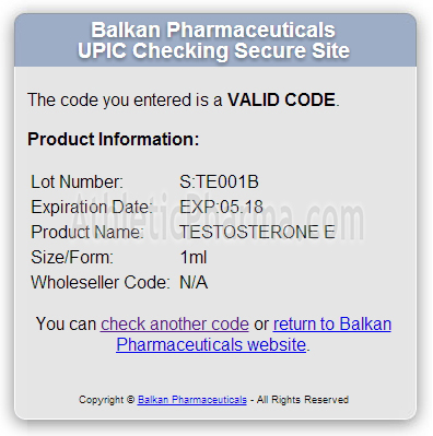 Оригинальный Testosterone Enanthate / Enandrol (Balkan Pharmaceuticals) Проверяем Тестостерон Энантат / Энандрол (Балкан Фарма) с помощью кода